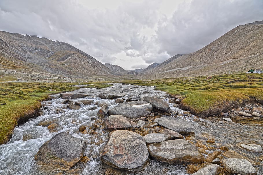 Photo of River Filled With Bolder Rocks, clouds, daylight, environment HD wallpaper