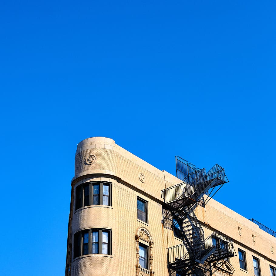 beige concrete building, banister, handrail, architecture, city HD wallpaper