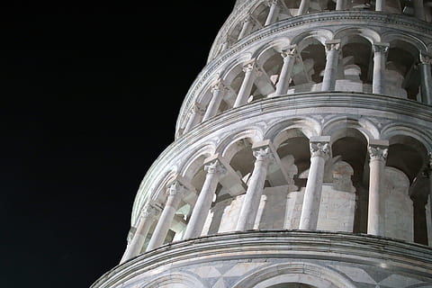 Detail of Leaning Tower of Pisa at night, architecture, built structure HD wallpaper
