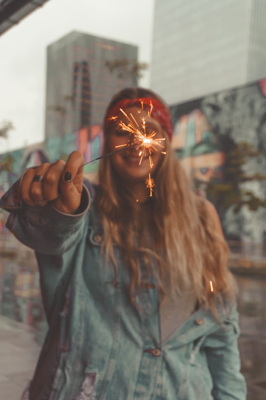 Women's Denim Jacket, blur, blurred background, celebration, close-up HD wallpaper