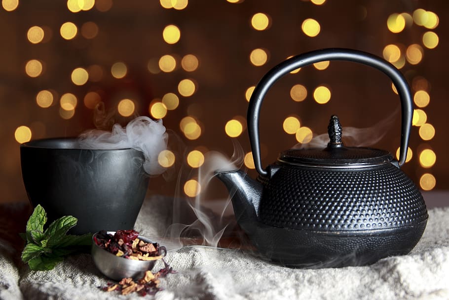 Close-up of Black Teapot, beverage, cookware, cup, drink, food HD wallpaper