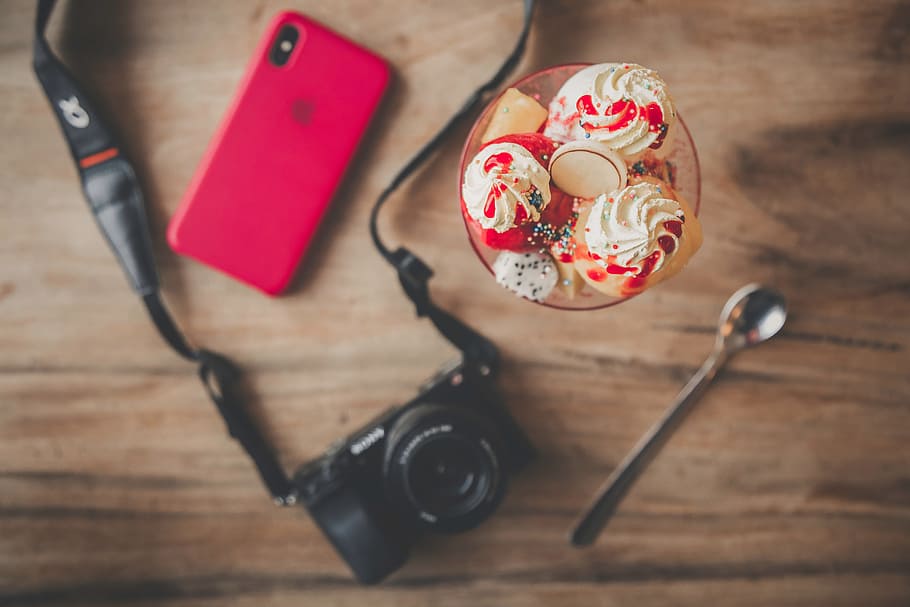 dessert, camera, phone, technology, photographer, photography HD wallpaper
