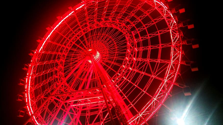 Ferris Wheel during Night Time, art, atraction, blur, bright, HD wallpaper