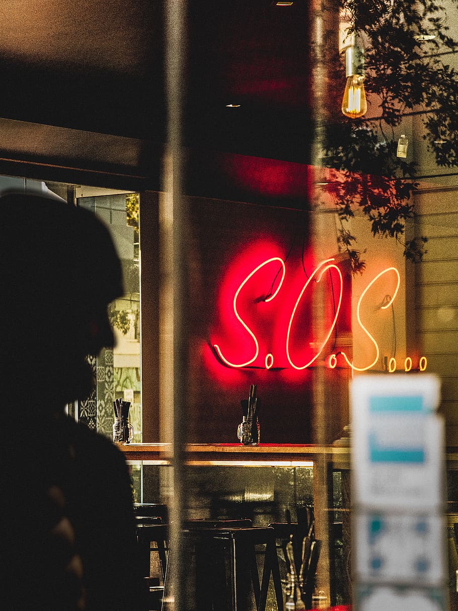 neon, lights, restaurant, blur, illuminated, red, real people HD wallpaper