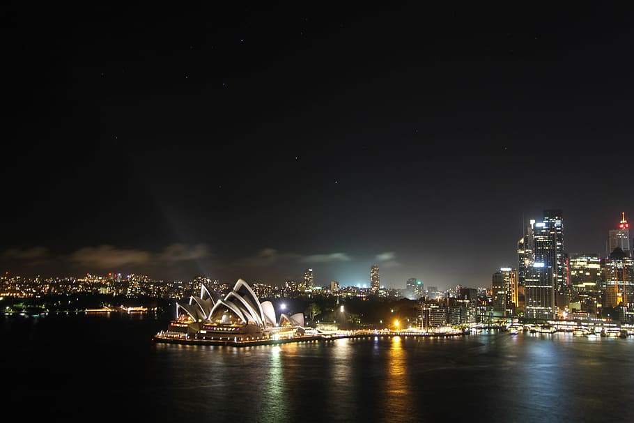 australia, sydney, nightscape, night sky, exposure, buildings, HD wallpaper