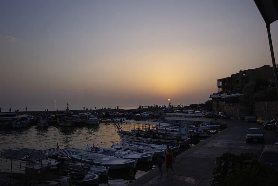 lebanon, sunset, beach, sky, water, architecture, building exterior HD wallpaper