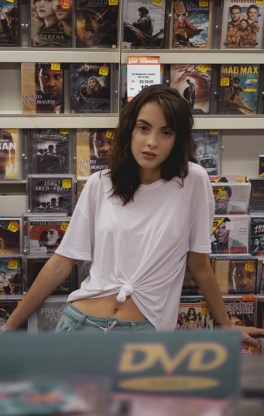 Woman Wearing White Shirt Standing Near Rack, bargain, beautiful