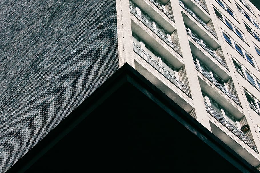 Concrete building, architecture, background, block, business HD wallpaper