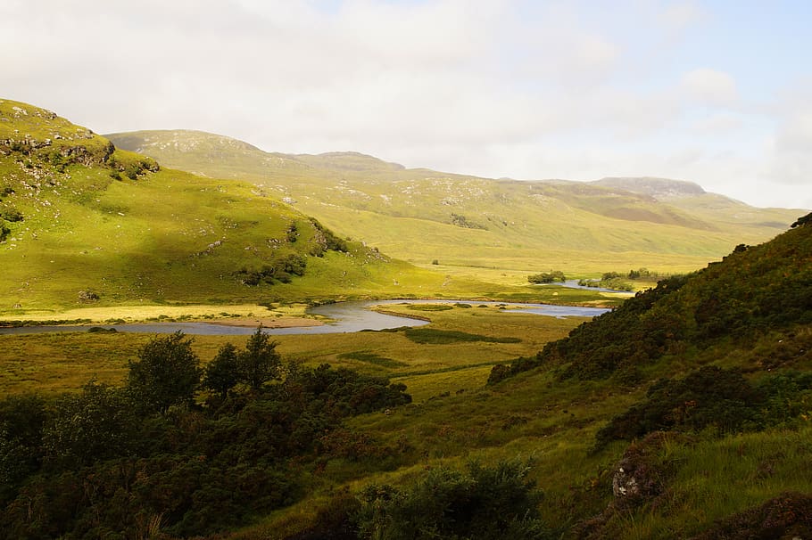 river, the river turns, river bends, waters, scotland, highlands and islands HD wallpaper