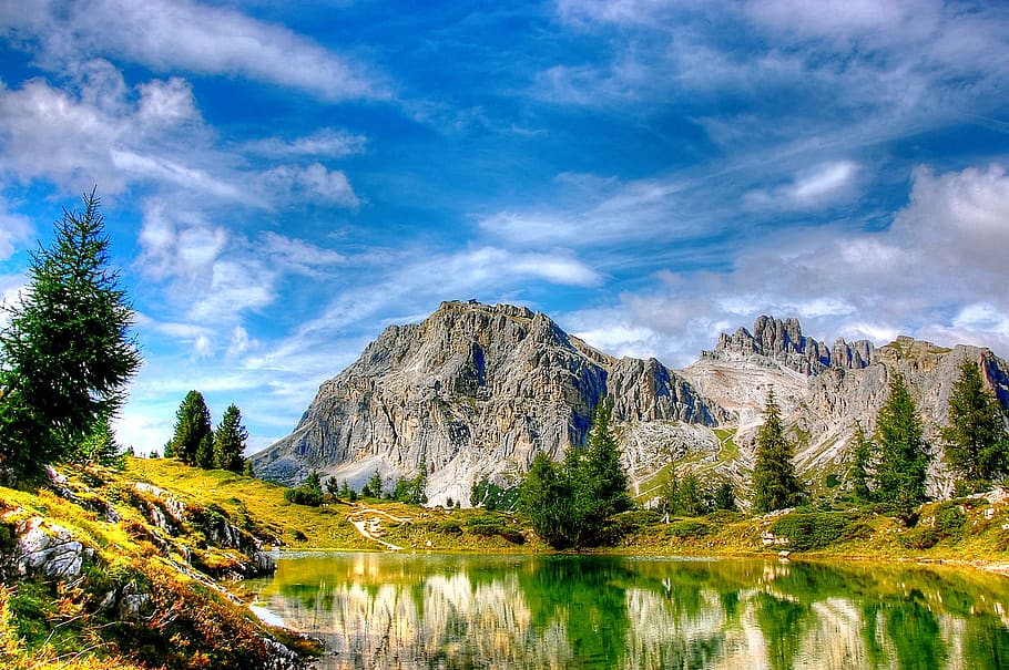 lech limides, lagazuoi, bergsee, viewpoint, alpine walk, nature HD wallpaper