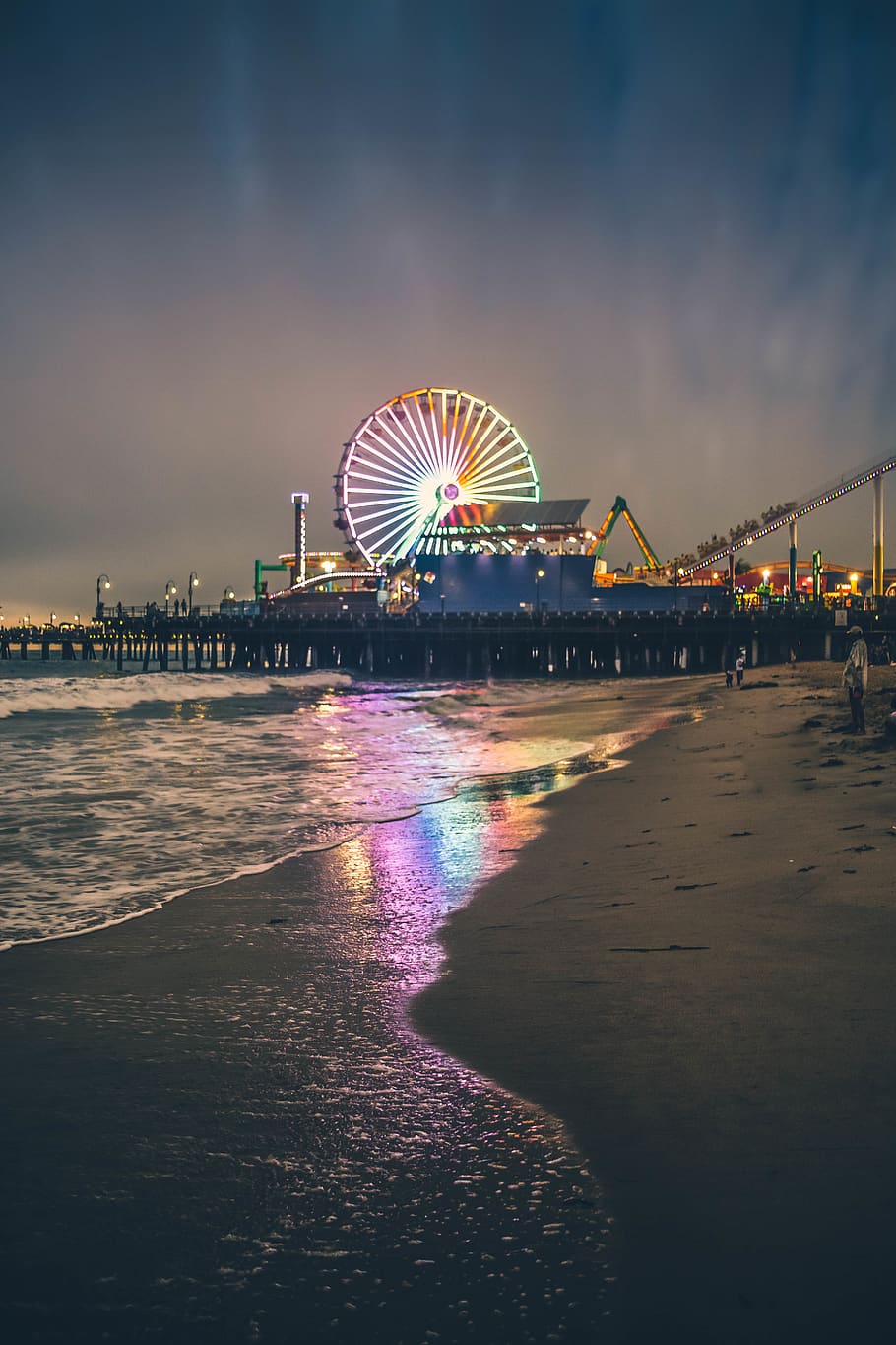amusement park ride, ferris wheel, illuminated, architecture HD wallpaper
