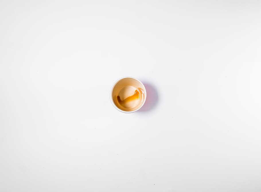 white cup filled with brown liwuid, coffee cup, empty, empty cup HD wallpaper
