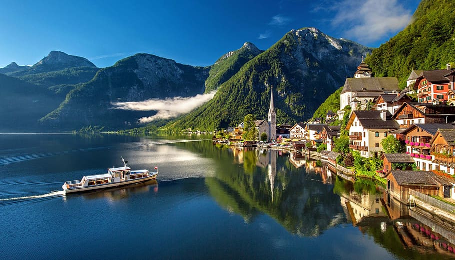 hallstatt, austria, bergsee, lake, alpine, summer, tourism