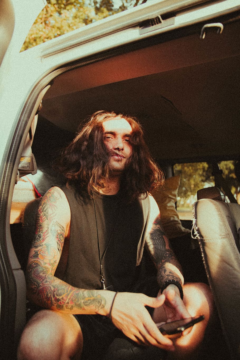 man in vehicle, skin, human, person, tattoo, musical instrument HD wallpaper