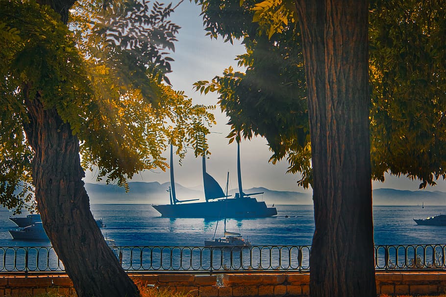greece, corfu, wallpaper, ship, sealife, hd-wallpaper, lake HD wallpaper