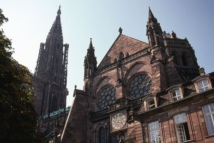 france, strasbourg, cathedral, church, catholic, building exterior, HD wallpaper