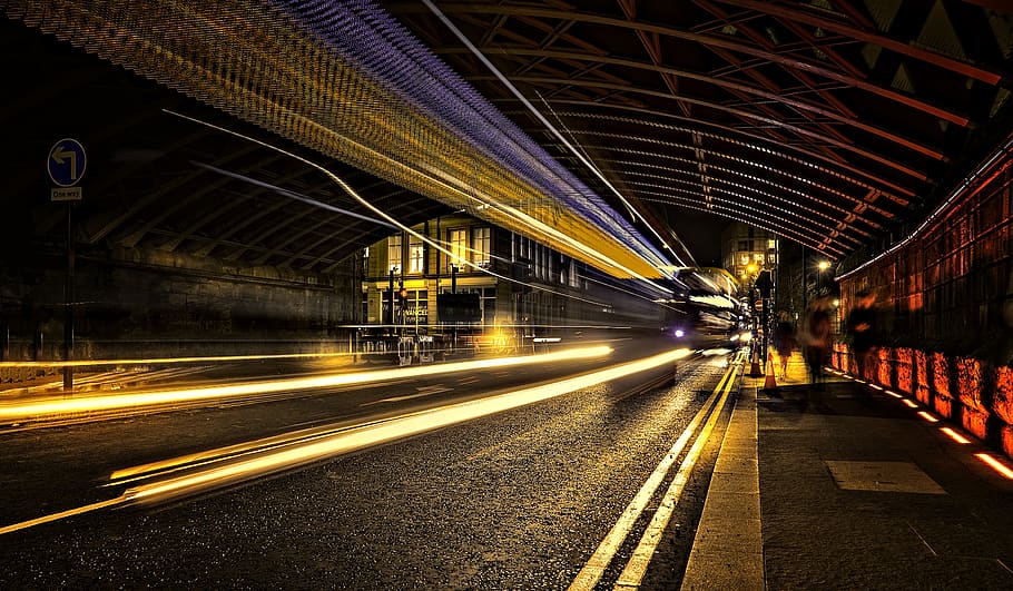 Concrete Road Time Lapse Photography, architecture, asphalt, dark HD wallpaper