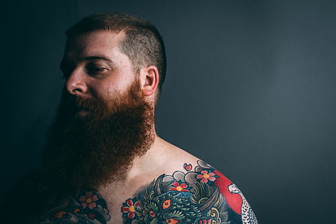 Man With Body Tattoo, beard, face, guy, hair, male, model, person HD wallpaper