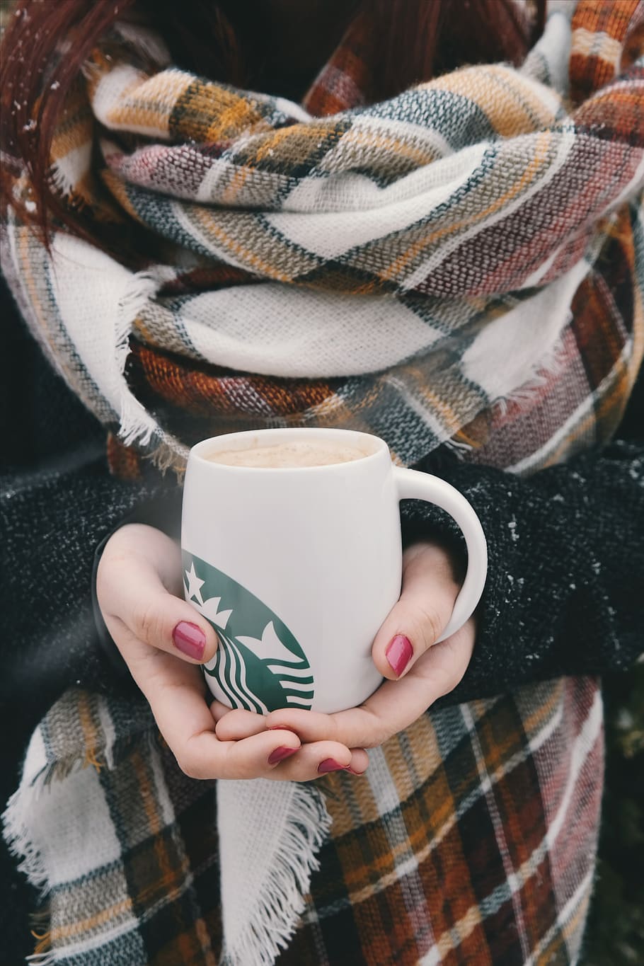 Person Holding White Starbucks Mug, coffee, coffee cup, cold HD wallpaper