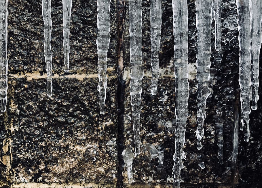 ice, melt, winter, wall, brick, midwest, snow, drip, close up HD wallpaper
