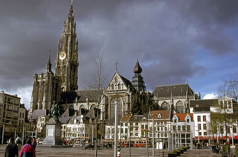 belgium, antwerp, church, catholic, architecture, building exterior, HD wallpaper