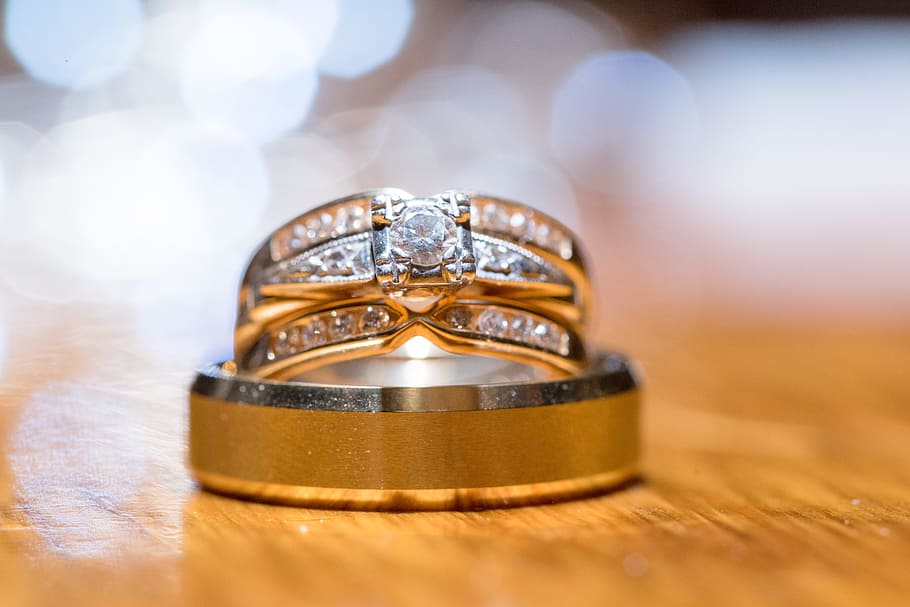 Closeup Photo of Diamond Rings, accessory, band, blur, bokeh, HD wallpaper