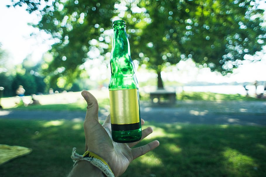 bottle, summer, beer, empty, template, flying, floating, drink HD wallpaper