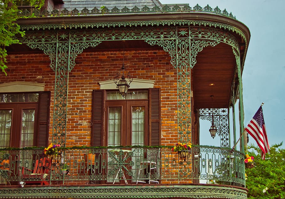balcony, old, railing, metal, architecture, building, steel HD wallpaper