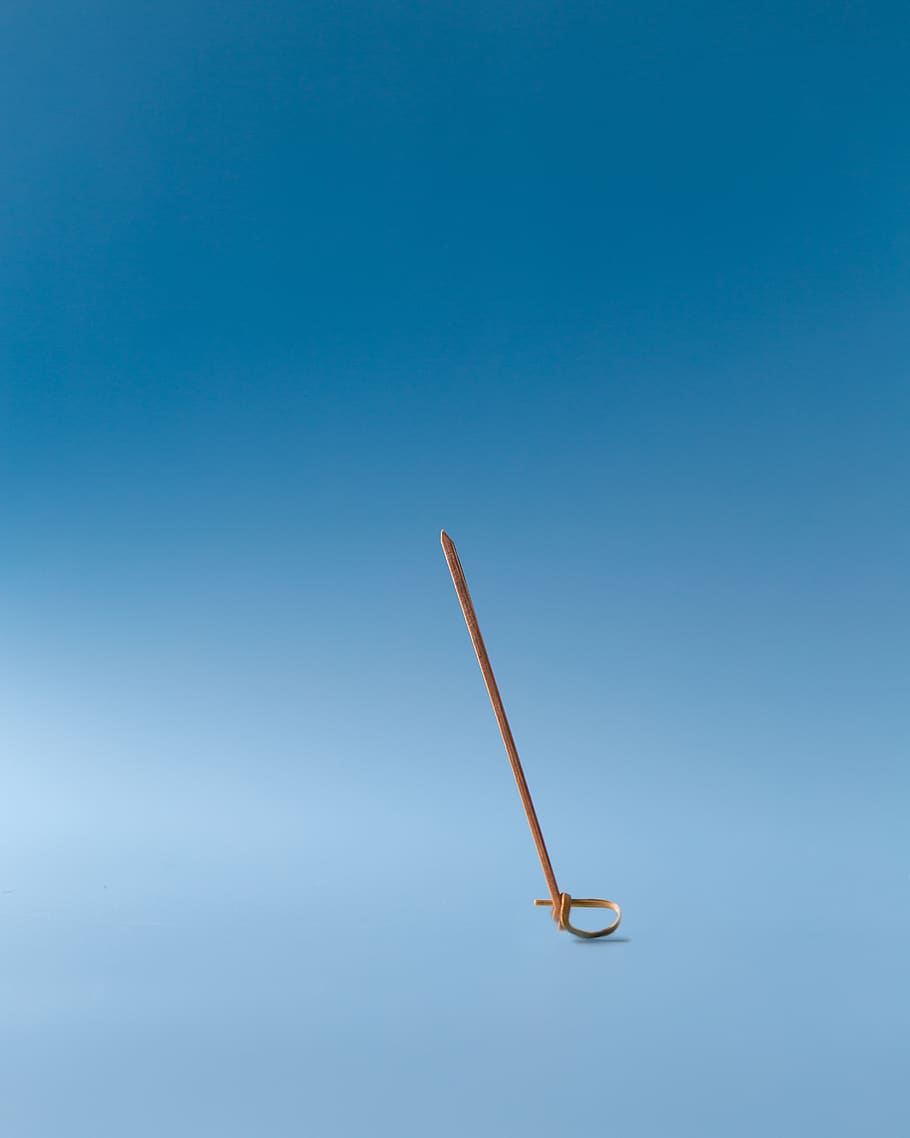 beige rope, blue, no people, sky, copy space, clear sky, colored background HD wallpaper