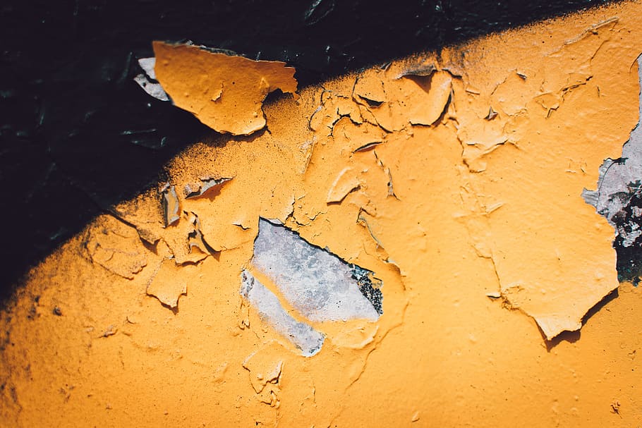 wall, yellow, decay, painted, close-up, peeling off, damaged HD wallpaper