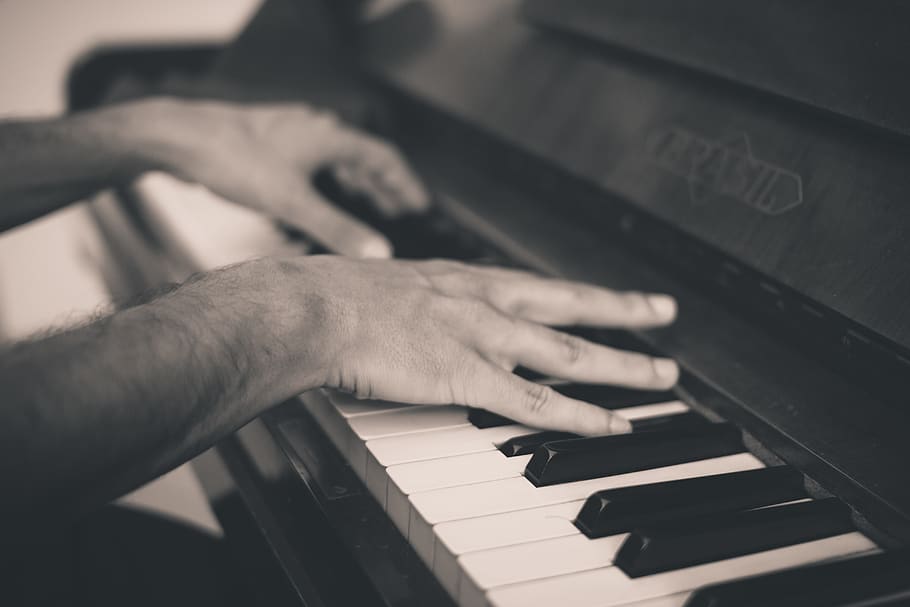 person playing piano, music, musical instrument, human hand, musical equipment HD wallpaper