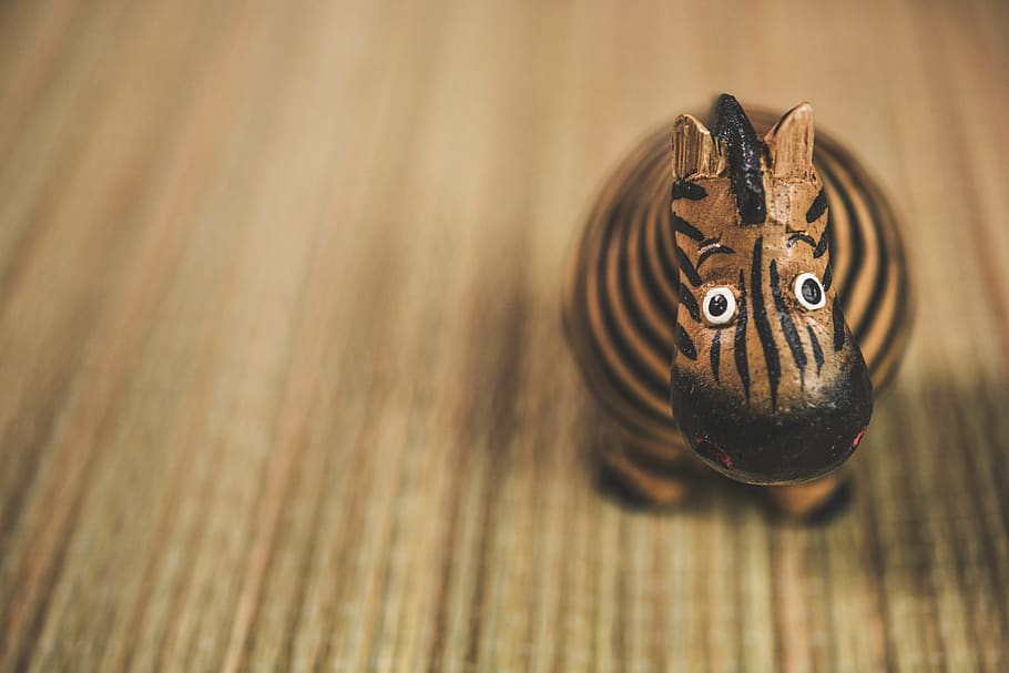 Close Photography of Beige and Black Zebra Toy, blur, close-up HD wallpaper