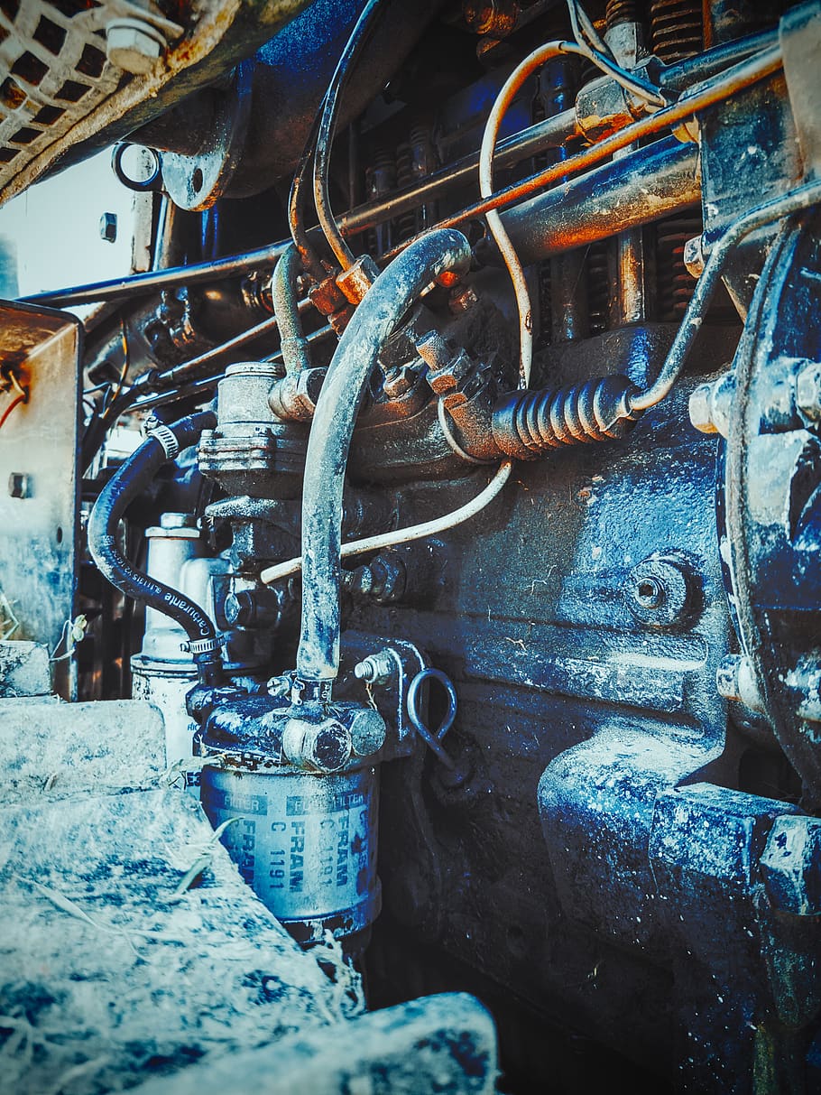 engine, oil, tractor, mechanical, tubes, closeup, dof, rural HD wallpaper