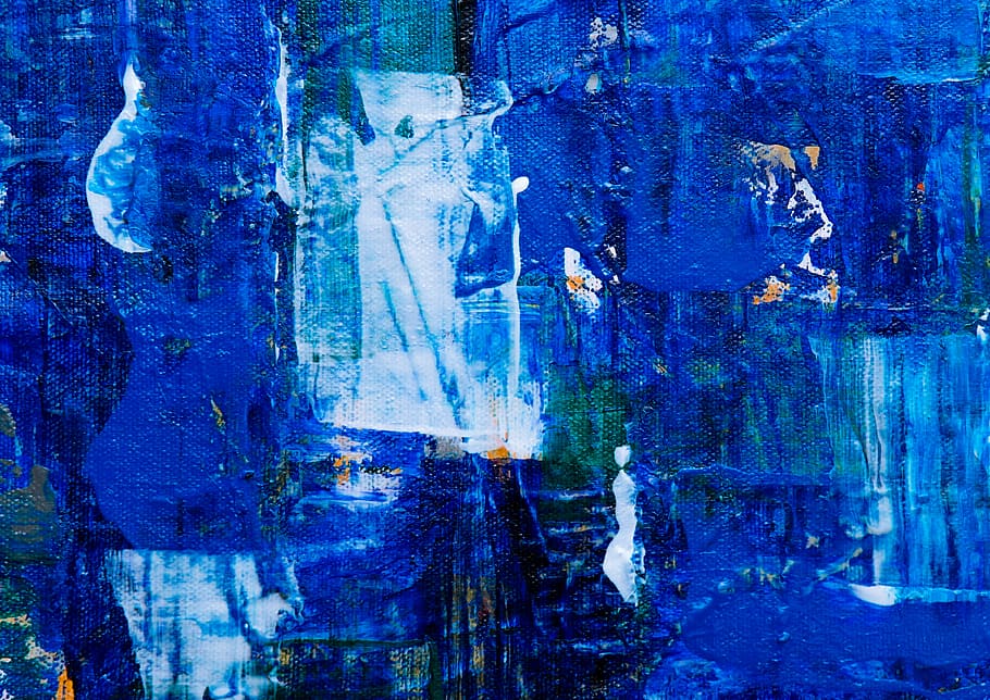 Photo of Blue Abstract Painting, 4k wallpaper, abstract expressionism