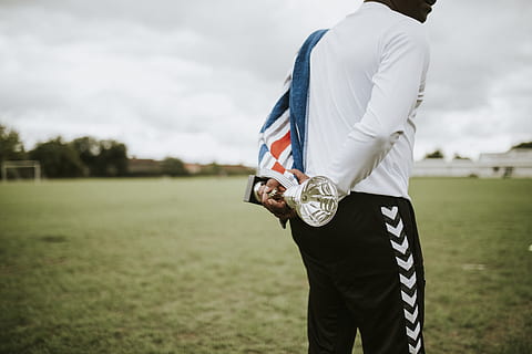 Man Holding Silver Trophy, award, competitive, field, honor, prize HD wallpaper