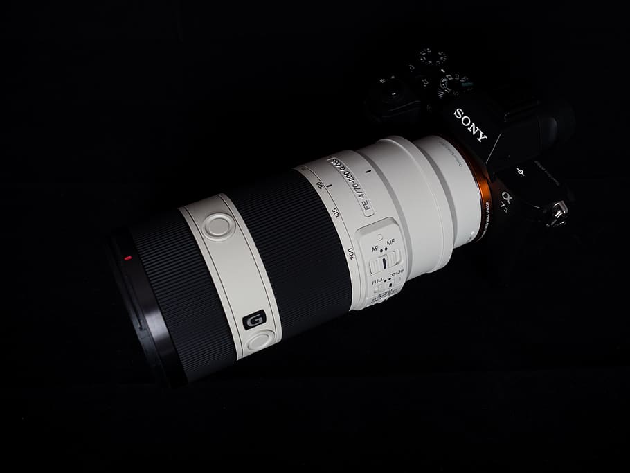 sony fe 70-200mm f4 g oss, lens, photography, product, low key, HD wallpaper