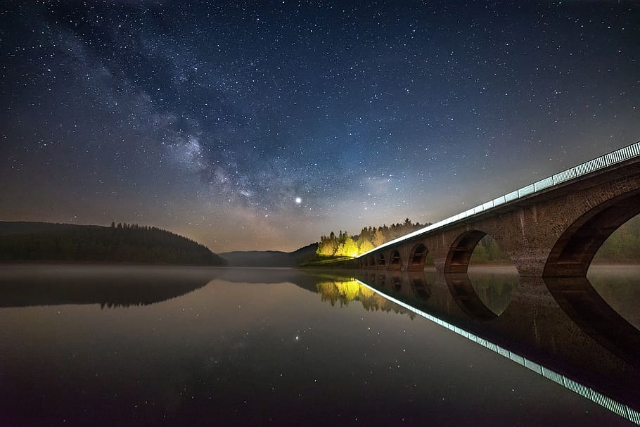 star - space, astronomy, night, water, sky, galaxy, reflection HD wallpaper
