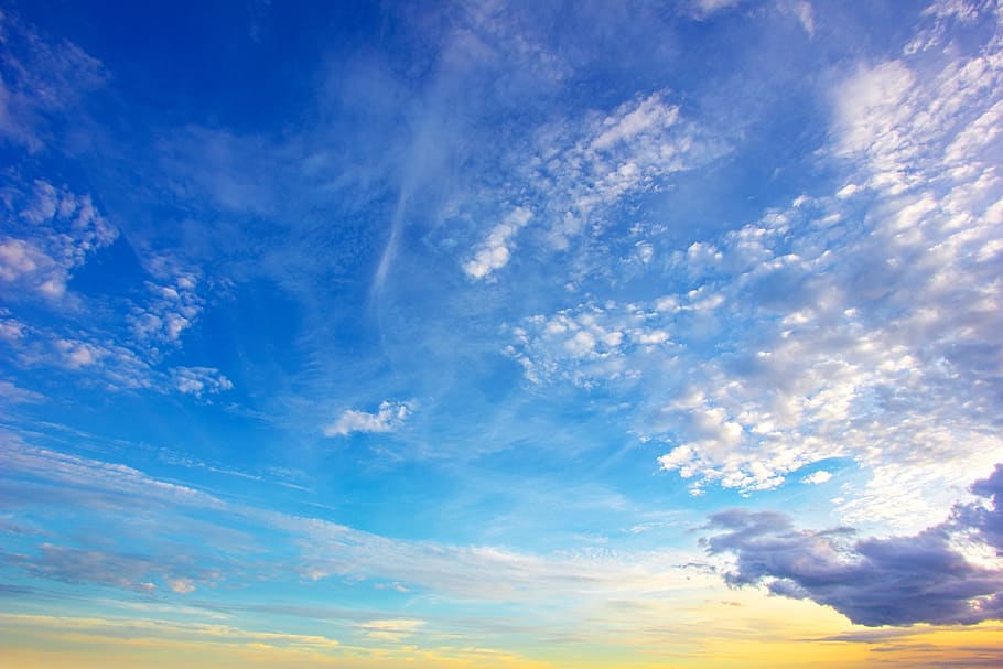 clouds, sky, sunset, cloud - sky, blue, cloudscape, scenics - nature HD wallpaper