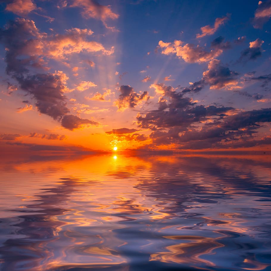 sunset, dawn, sea, nature, landscape, sky, beauty in nature HD wallpaper