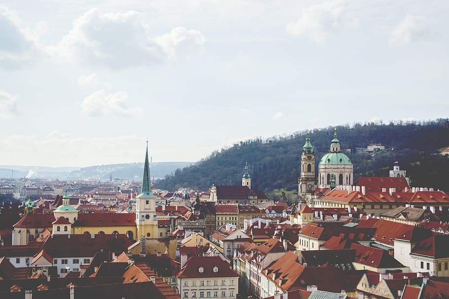 czech republic, prague, view, architecture, city, rooftop, town HD wallpaper
