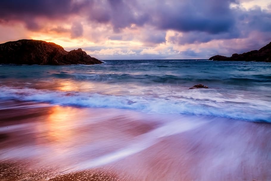 Photo of Seashore, beach, beautiful, clouds, dawn, dusk, ireland HD wallpaper