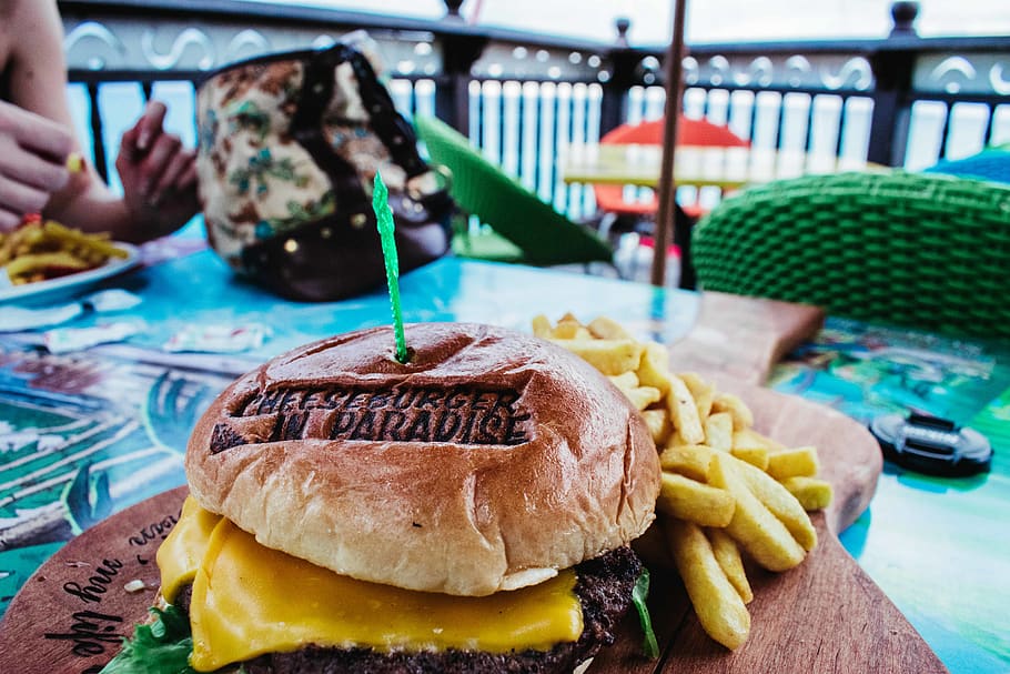 Cheese Burger With Potato Fries , beef, bun, cheeseburger, delicious HD wallpaper
