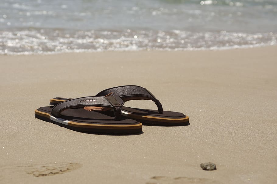vacations, summer, beach, coast, sea, water, shoes, sand beach HD wallpaper