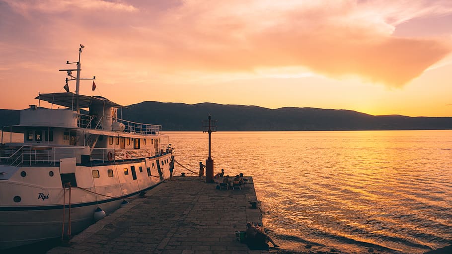 afterglow, water, sea, sun, sky, river, evening, boat, landscape HD wallpaper
