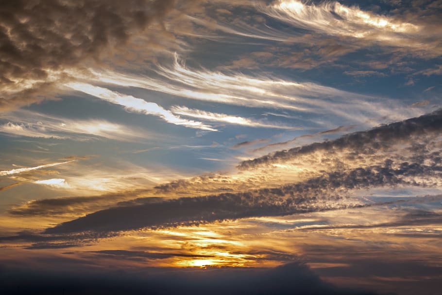 clouds, cloud formation, color game, sky, mood, abendstimmung HD wallpaper