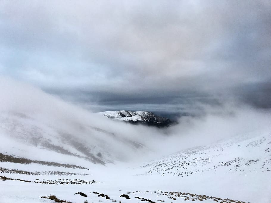 landscape, winter, mountain, cloud - sky, beauty in nature HD wallpaper