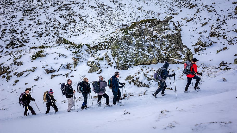 bouleste, pyrénées, mountain, snow, group, hiking, cold temperature HD wallpaper