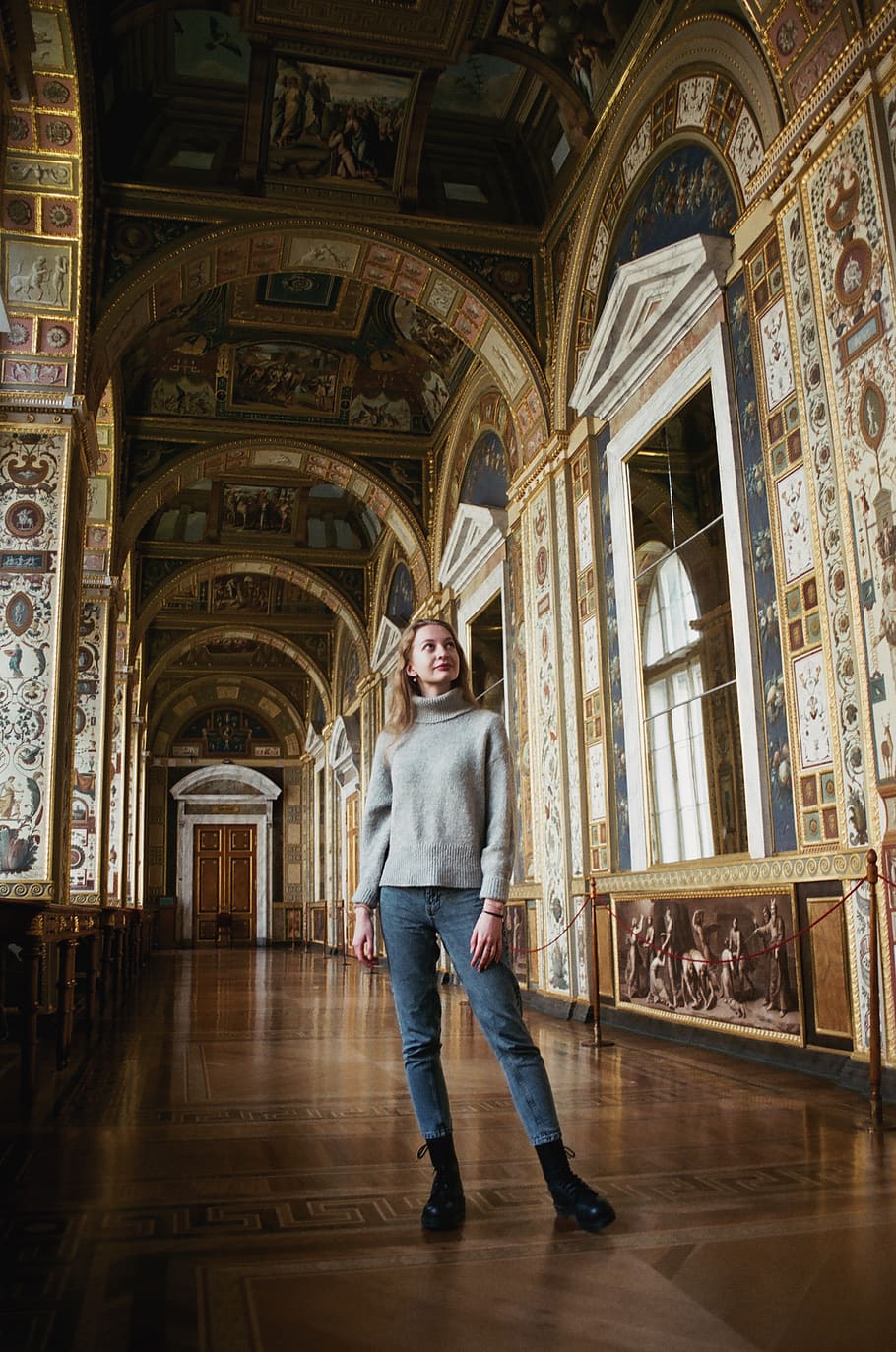 Woman Wearing Sweater, arches, architecture, building, ceiling HD wallpaper