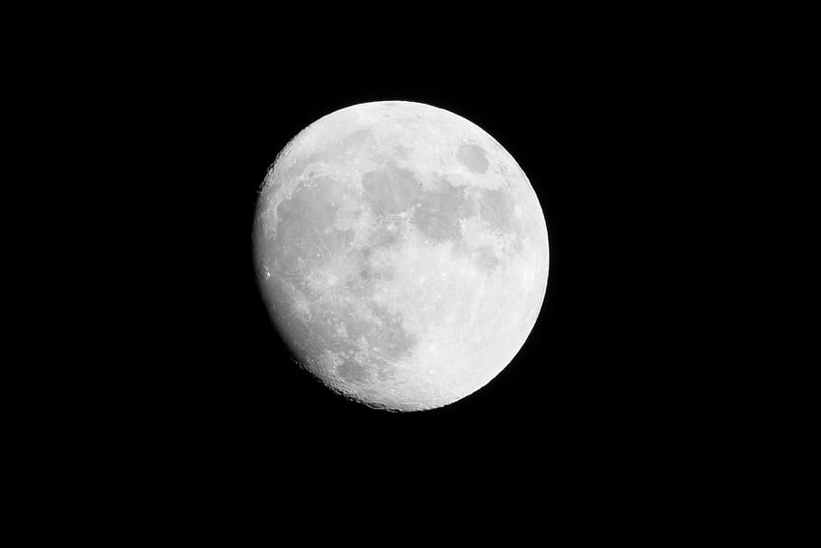 closeup, moon, round, dark, space, lunar, nature, white, astronomy HD wallpaper