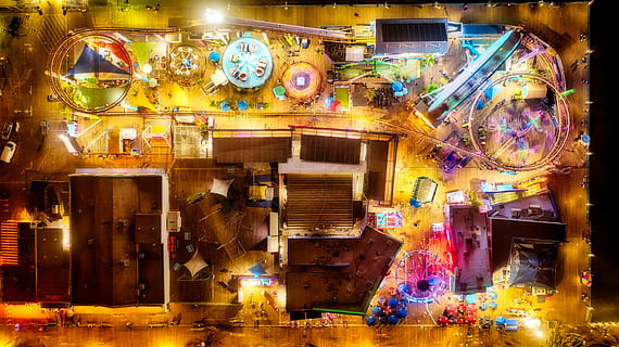 brown floor plan digital wallpaper, building, light, wheel, neon HD wallpaper